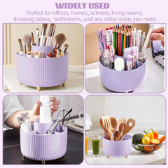 Purple 360° Rotating Makeup Organizer Brush and Desk Storage Container
