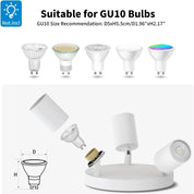 GU10 bulb holder with multiple bulbs on a white background