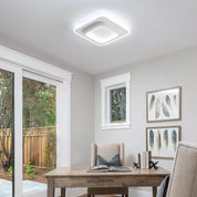 Hallway with cool white ceiling light

