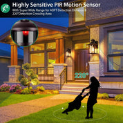 Highly sensitive PIR motion sensor with a wide detection range in front of a house.