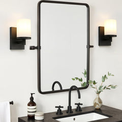 Industrial white glass wall sconce light fixture

