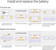 Instructions for installing and replacing a battery in a device.