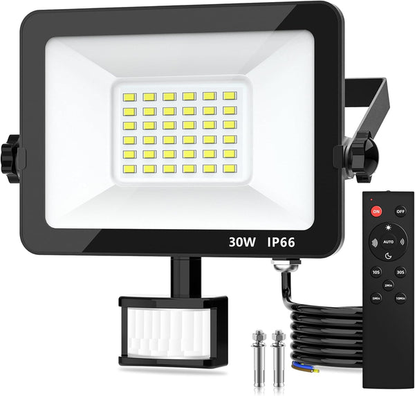30W LED Security Light with PIR Motion Sensor & Remote, 2750 Lumen Flo ...