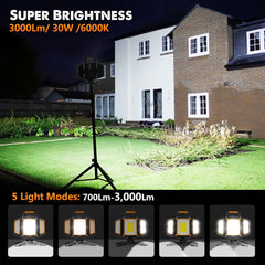 LED light bar being used outdoors with a house in the background, highlighting its brightness and features.