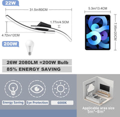 LED light bar with energy saving features and dimensions displayed.