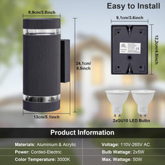 LED outdoor sconce mains powered

