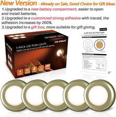 LED push lights packaging with product display on a white background