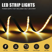 LED strip lights with power supply not included on a dark background