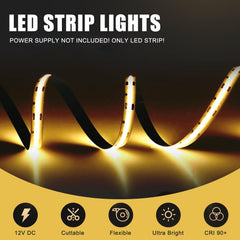 LED strip lights with power supply not included on a dark background
