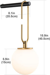 Lamp with dimensions labeled on a white background