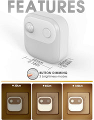 Light dimmer switch with button dimming feature and brightness modes on a white background