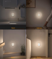 Light fixture in various indoor settings including a basin, hallway, stairs, and porch.