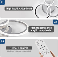 Light fixture with high-quality aluminum construction, high-transmittance acrylic lampshade, and remote control.