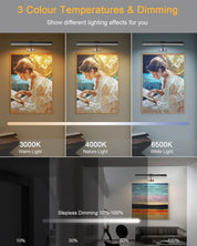 Lighting fixture with three color temperature settings displayed on a screen.