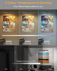 Lighting fixture with three color temperature settings displayed on a screen.