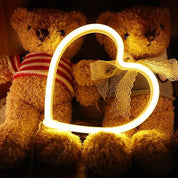 Love Heart Neon Sign – LED Warm Yellow Heart Lamp, USB Powered Neon Night Light for Bedroom, Wall Decor, Wedding & Party Gifts