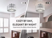 Crystal Chandelier Ceiling Light – Modern Glass Pendant in Silver Finish