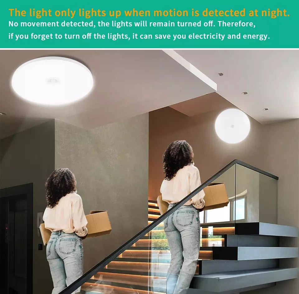 Round 48W LED Ceiling Light Panel with PIR Motion Sensor – Ultra Slim, Waterproof, Modern Design