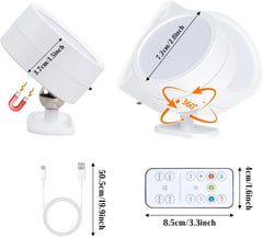 Measurement chart of a small electronic device with dimensions and features highlighted.