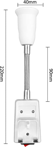 Measurement chart of a white electronic device with dimensions labeled.