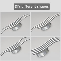 Metallic handle with various shapes on a gray background