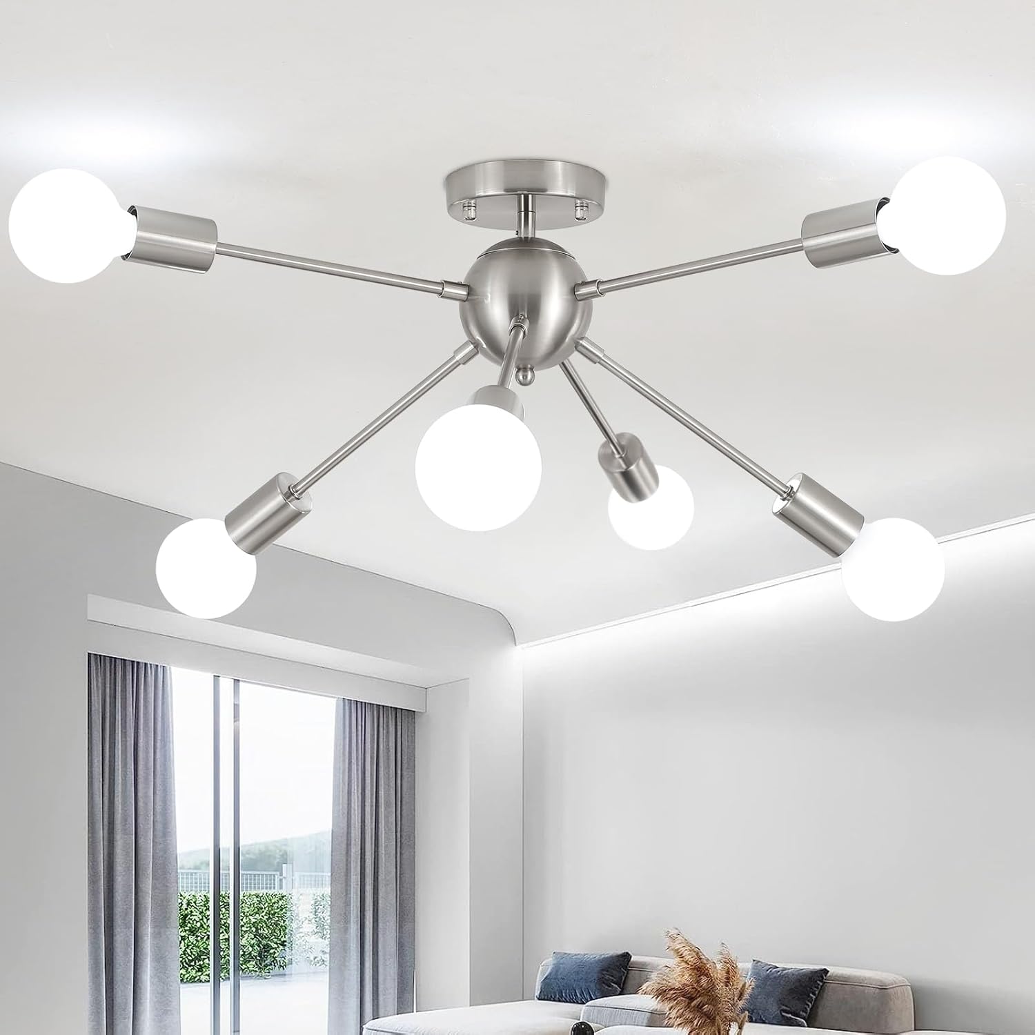 Modern ceiling light fixture in a living room setting