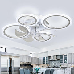 Modern ceiling fan with light fixture in a kitchen setting