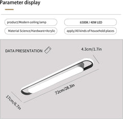 Modern ceiling lamp with dimensions and specifications on a gray background