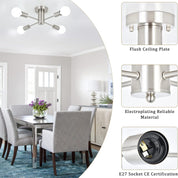 Modern ceiling light fixture in a dining room setting with close-up details.