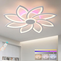 Modern ceiling light fixture with flower design in a room setting