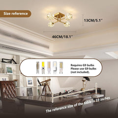 Modern ceiling light fixture with size reference in a room setting
