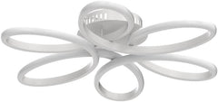 Modern ceiling light fixture with white finish on a white background