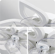Modern chandelier with white and clear design on a light gray background