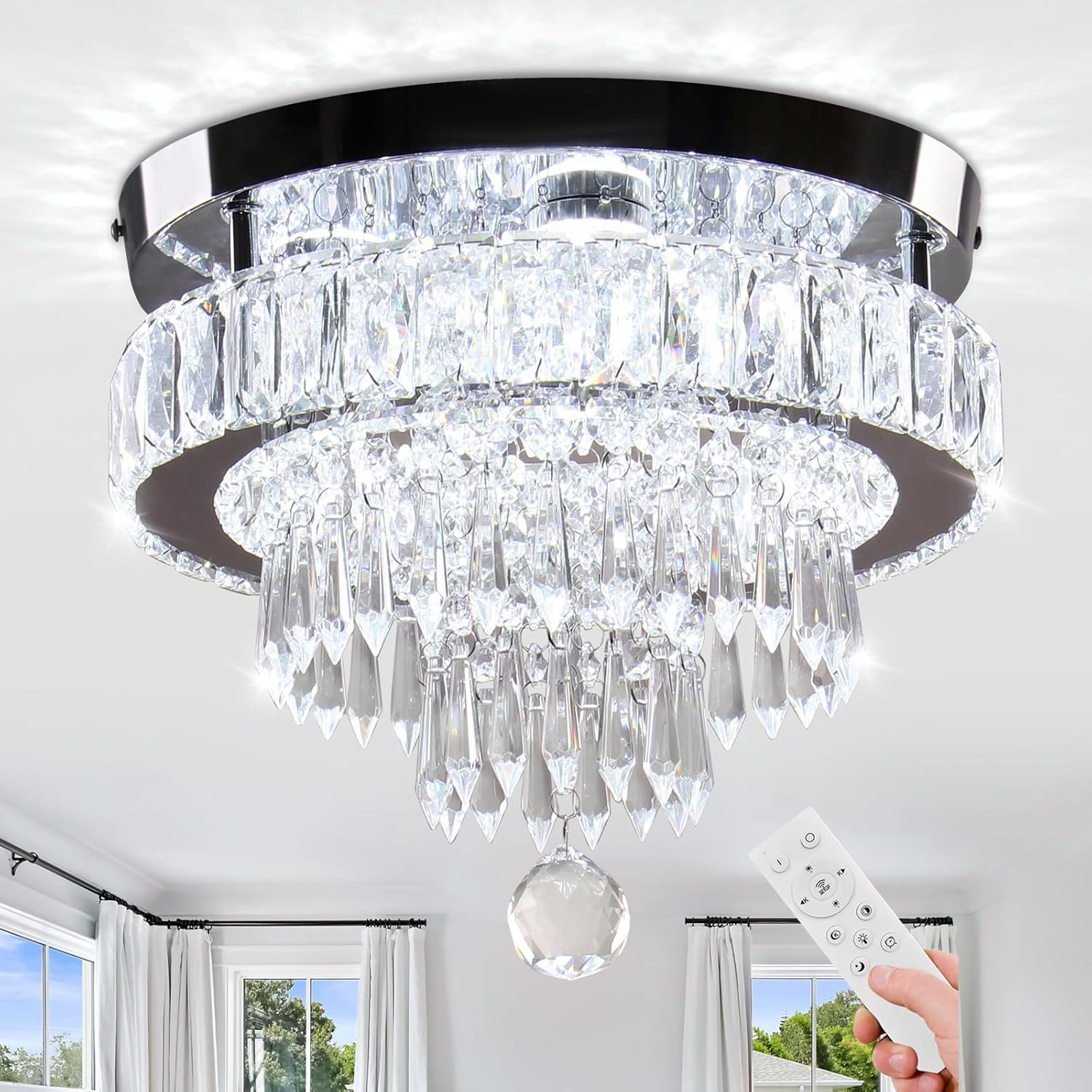 Modern crystal LED ceiling light 11.8 inch