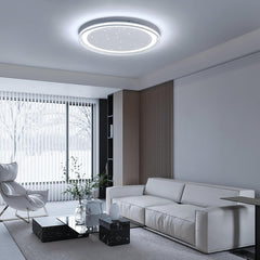 Modern living room with a ceiling light fixture