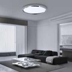 Modern living room with a ceiling light fixture, sofa, and coffee table.