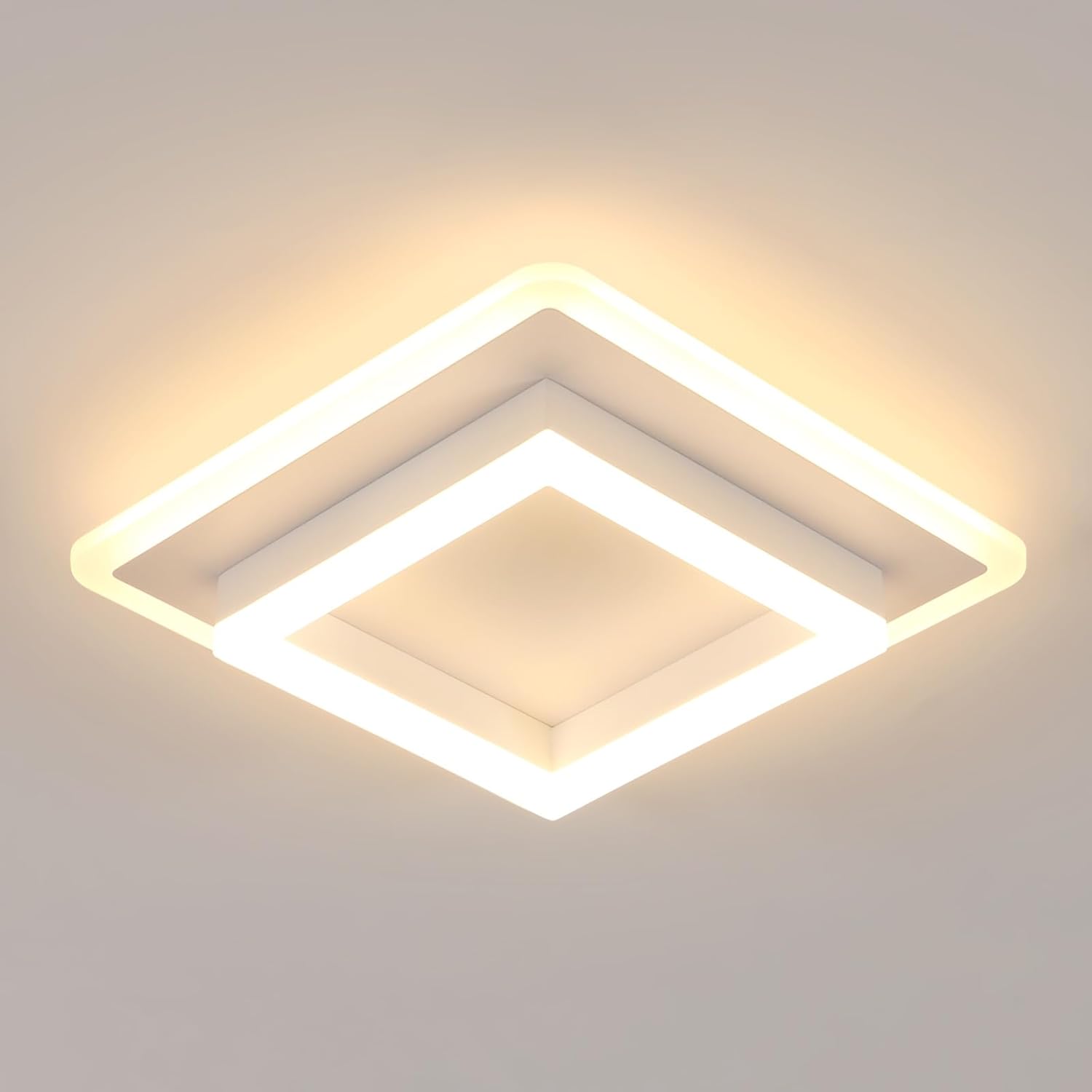 Modern square ceiling light fixture on a neutral background