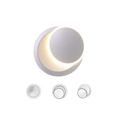 Modern wall light fixture with a white finish on a white background