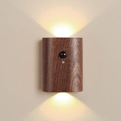 Motion sensor wall sconces set of 2 in wood finish

