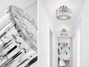 Crystal Chandelier Ceiling Light – Modern Glass Pendant in Silver Finish