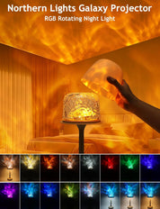 Northern Lights Galaxy Projector with RGB rotating night light effects.