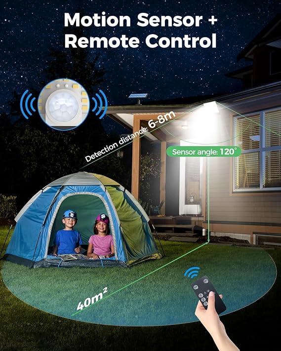 342 LED Solar Security Light with Remote – Motion Sensor Floodlight, 3 ...