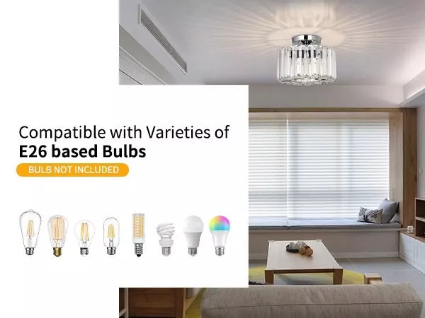 Crystal Chandelier Ceiling Light – Modern Glass Pendant in Silver Finish
