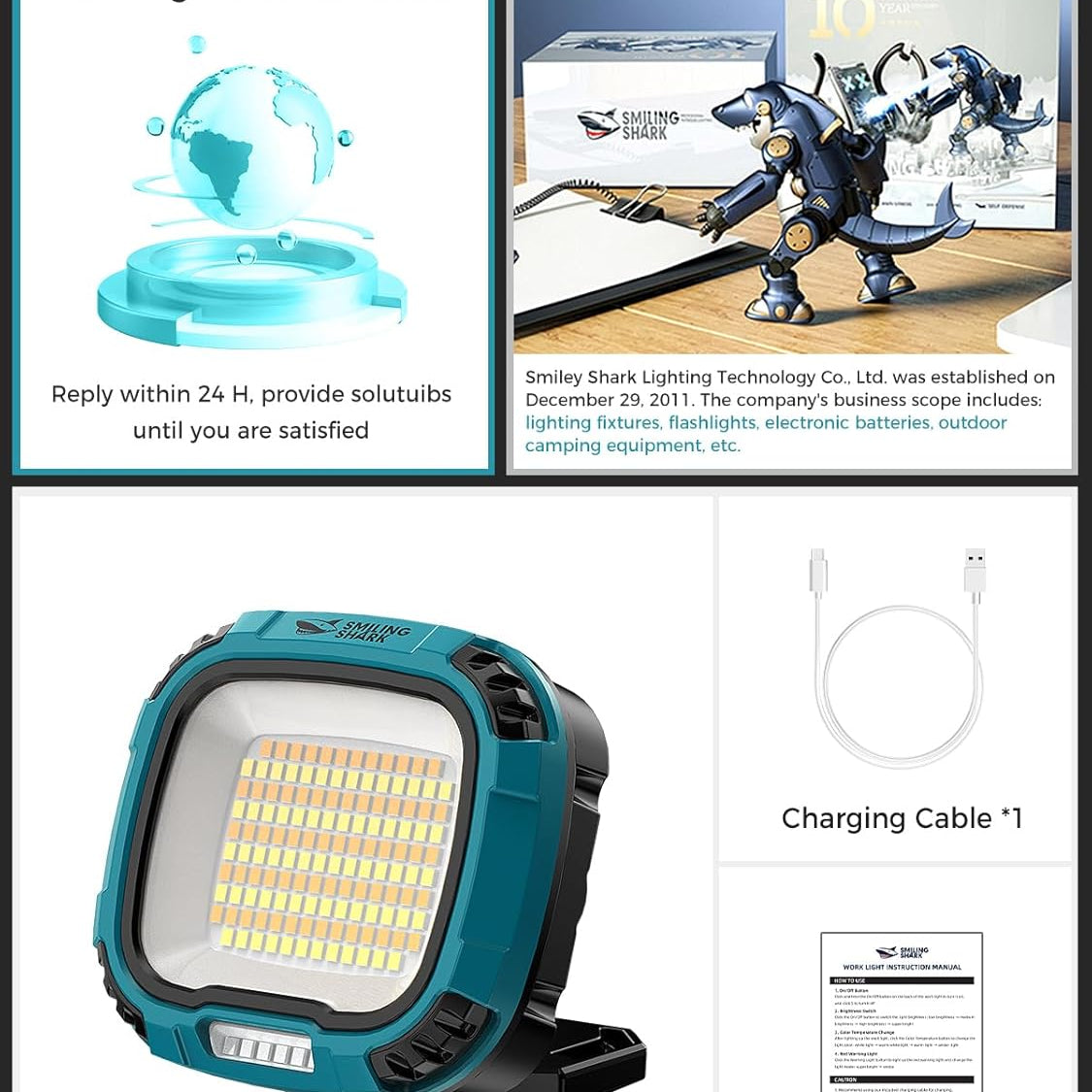Portable LED work lamp magnetic base

