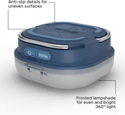 Portable camping light with anti-slip details and frosted lampshade on a white background