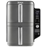 Double Stack XL Air Fryer with Dual Drawers, 9.5L Capacity, 6 Cooking Functions, 4 Levels, Space-Saving Design – Grey