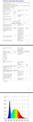 Product information sheet with a color spectrum chart at the bottom