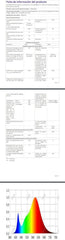 Product information sheet with text and a color spectrum chart.