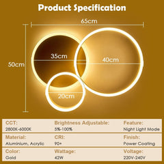 Product specification chart for a light fixture with dimensions and technical details on a brown background.