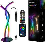 RGBICW Ambient Light Bar with remote control, smartphone app, and packaging.